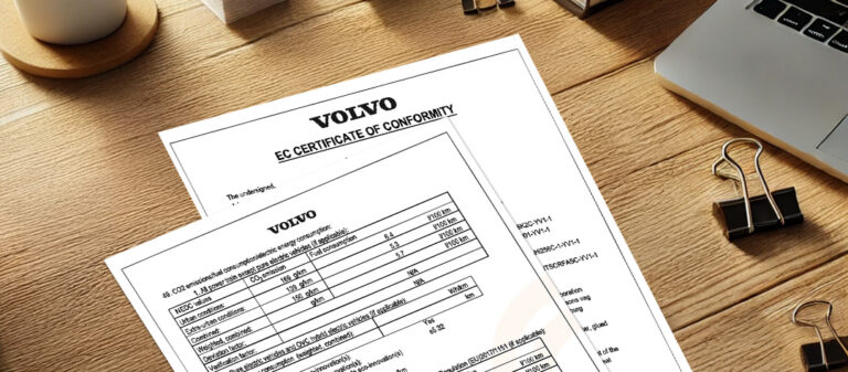 Udenlandsk registreringsattest og bilpapirer på et skrivebord – EU-guide til bilimport