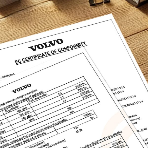 Udenlandsk registreringsattest og bilpapirer på et skrivebord – EU-guide til bilimport